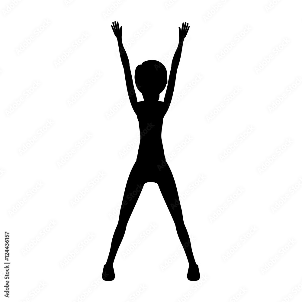 silhouette woman stretching over white background. fitness lifestyle design. vector illustration
