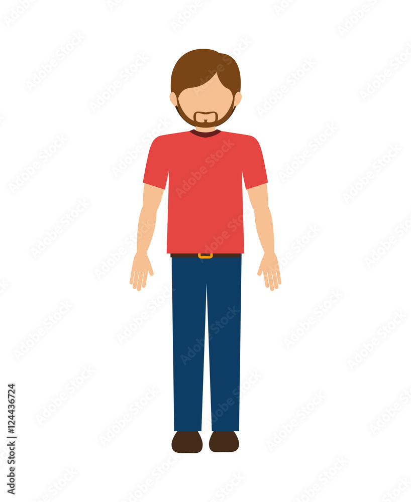 avatar male man standing and wearing casual clothes over white background. vector illustration