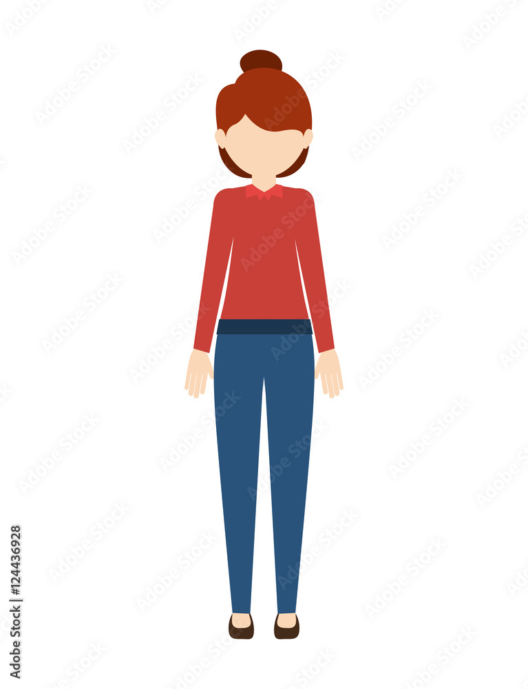 avatar female woman standing wearing casual clothes over white background. vector illustration avatar female woman standing wearing casual clothes over white background. vector illustration