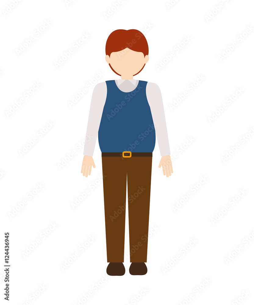avatar male man standing and wearing casual clothes over white background. vector illustration