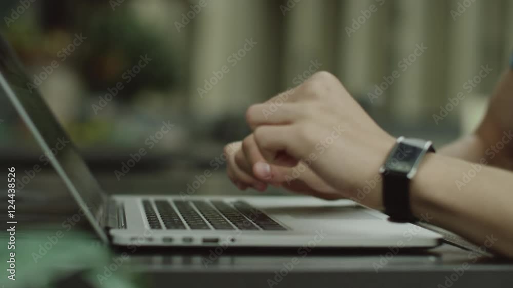 hands closes laptop hands closes laptop
