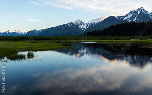 Alaskan mountains with lake