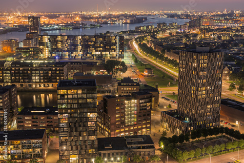 Night view of the city centre of Rotterdam (The Netherlands)