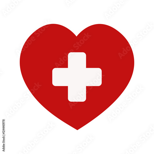 Red heart and medical cross icon symbol heart care concept medical sign