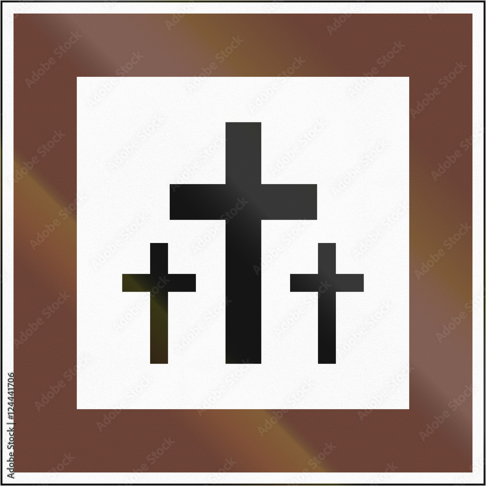 Obraz premium Road sign used in Hungary - Cemetery