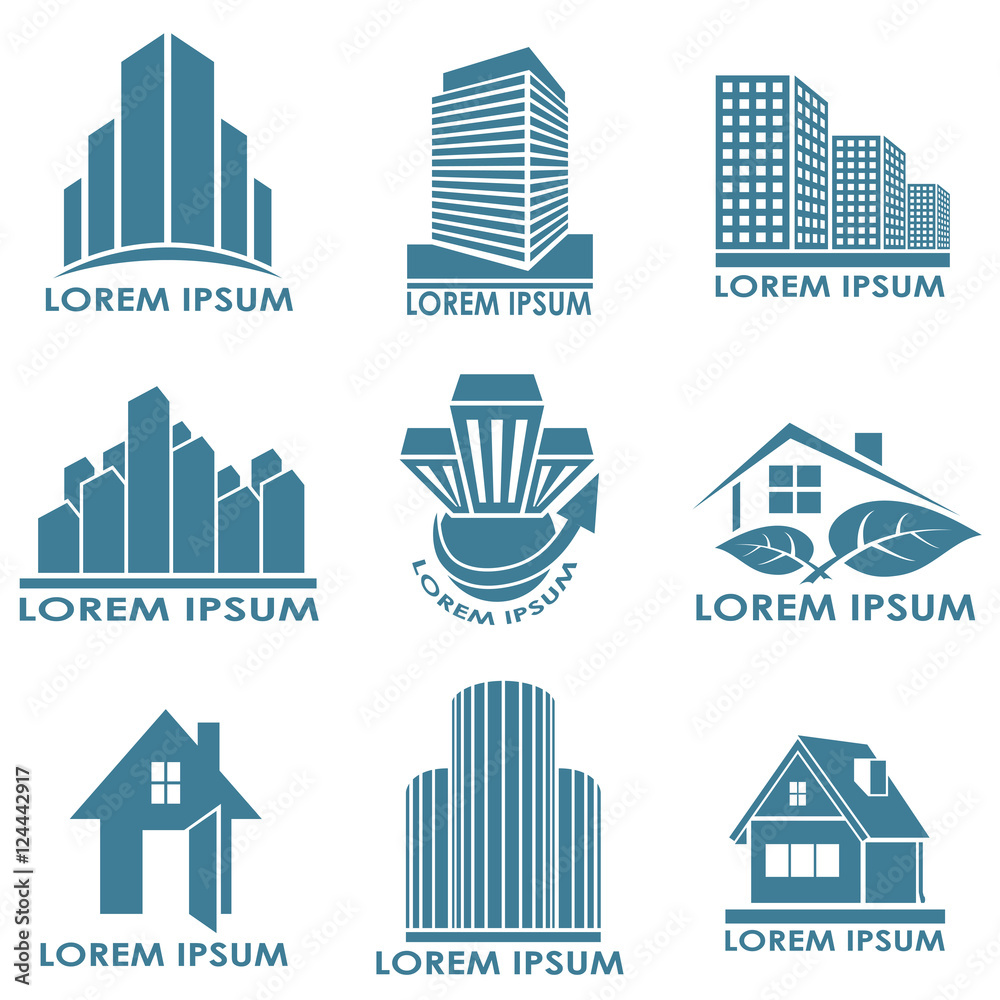 Obraz premium Real estate or construction vector emblems.