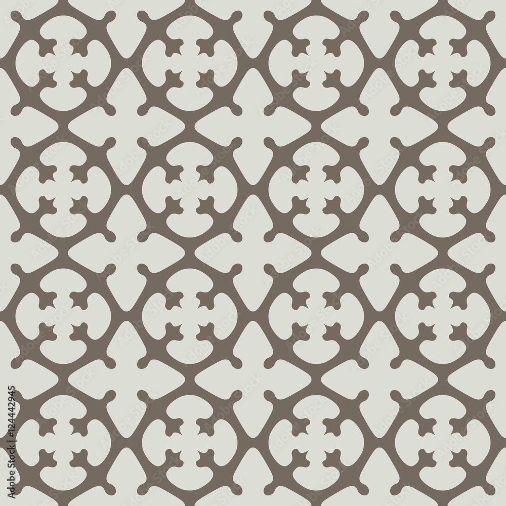 Seamless beige symmetrical vector pattern.