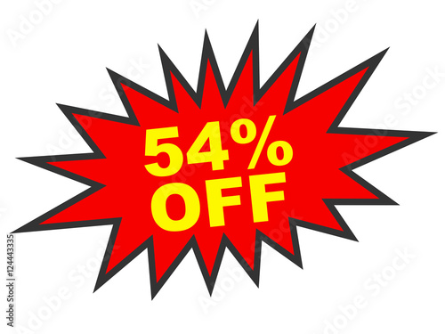 Discount 54 percent off. 3D illustration on white background.