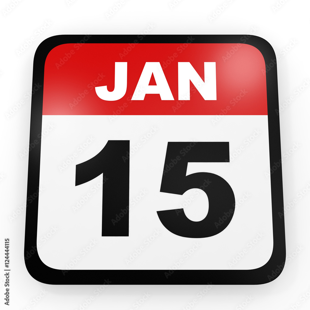 January 15. Calendar on white background. January 15. Calendar on white background.