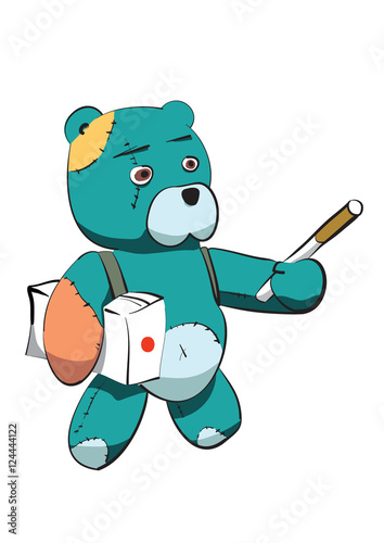 Teddy bear offering a cigarette 