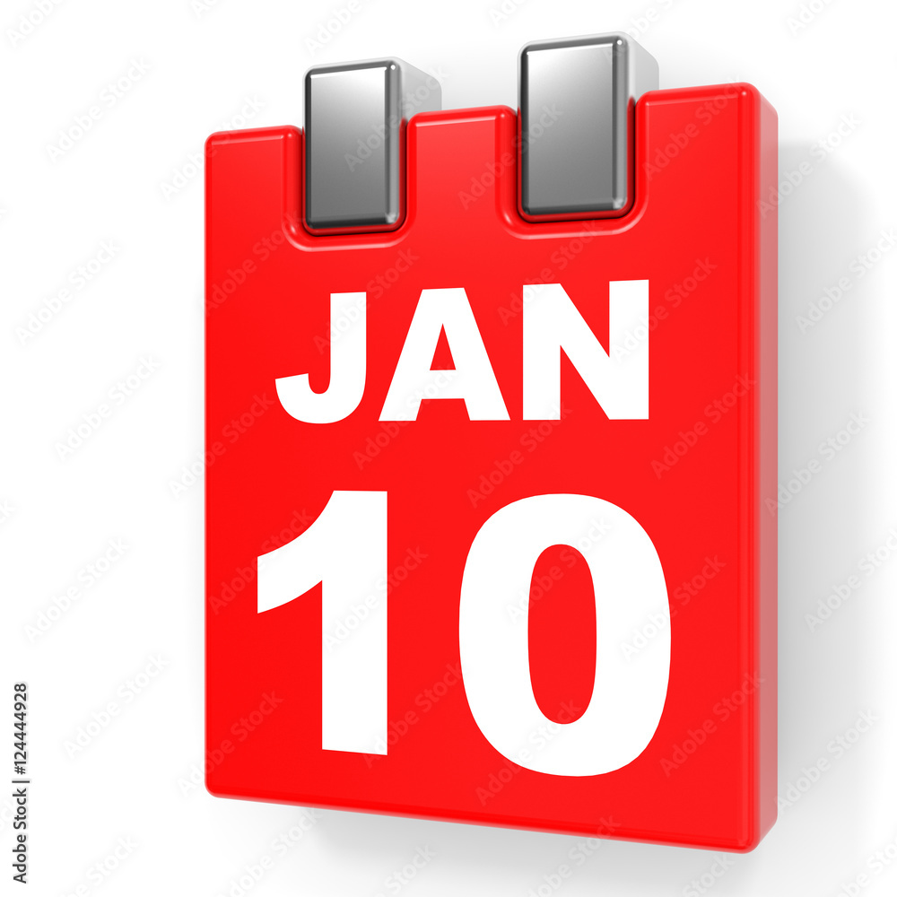 January 10. Calendar on white background. January 10. Calendar on white background.