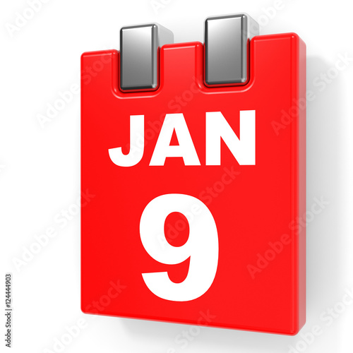 January 9. Calendar on white background.