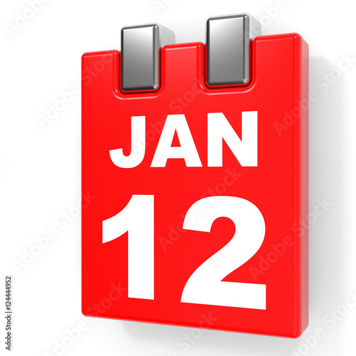 January 12. Calendar on white background.