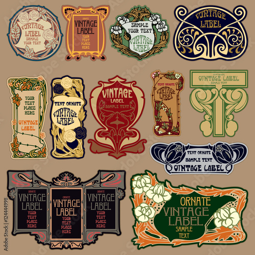Vector vintage items: label art nouveau