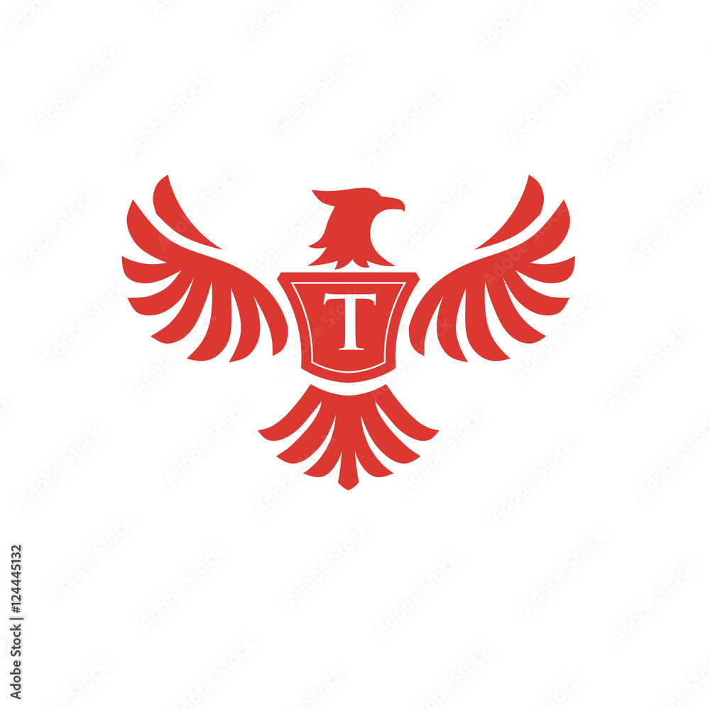 Fototapeta premium elegant phoenix with letter T consulting logo concept, eagle with letter T logo concept 