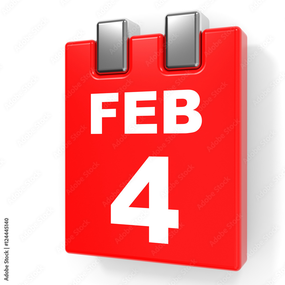 February 4. Calendar on white background. February 4. Calendar on white background.