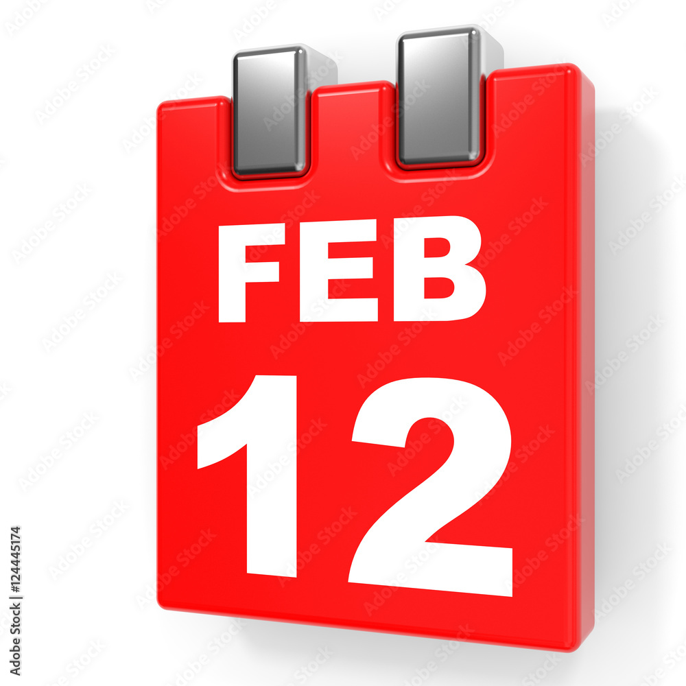 February 12. Calendar on white background. February 12. Calendar on white background.