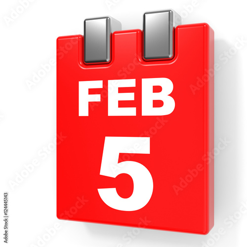 February 5. Calendar on white background.