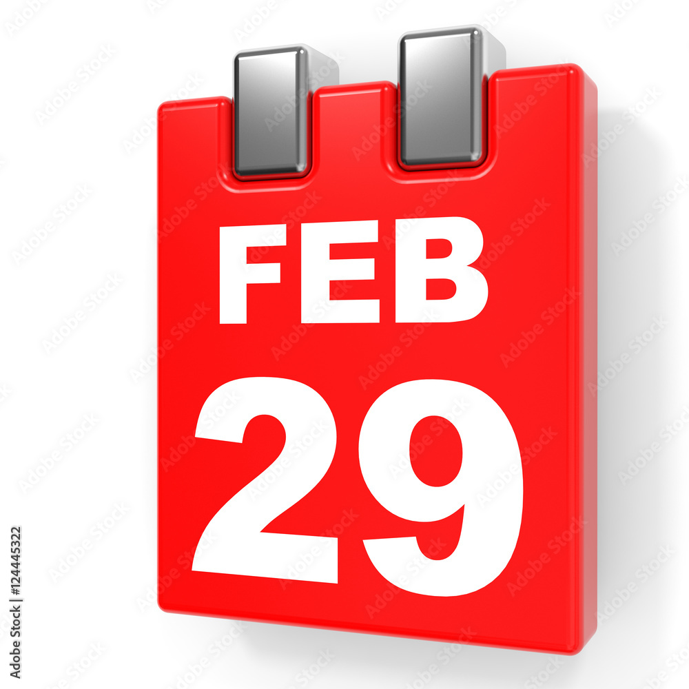 February 29. Calendar on white background. February 29. Calendar on white background.