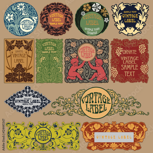 Vector vintage items: label art nouveau
