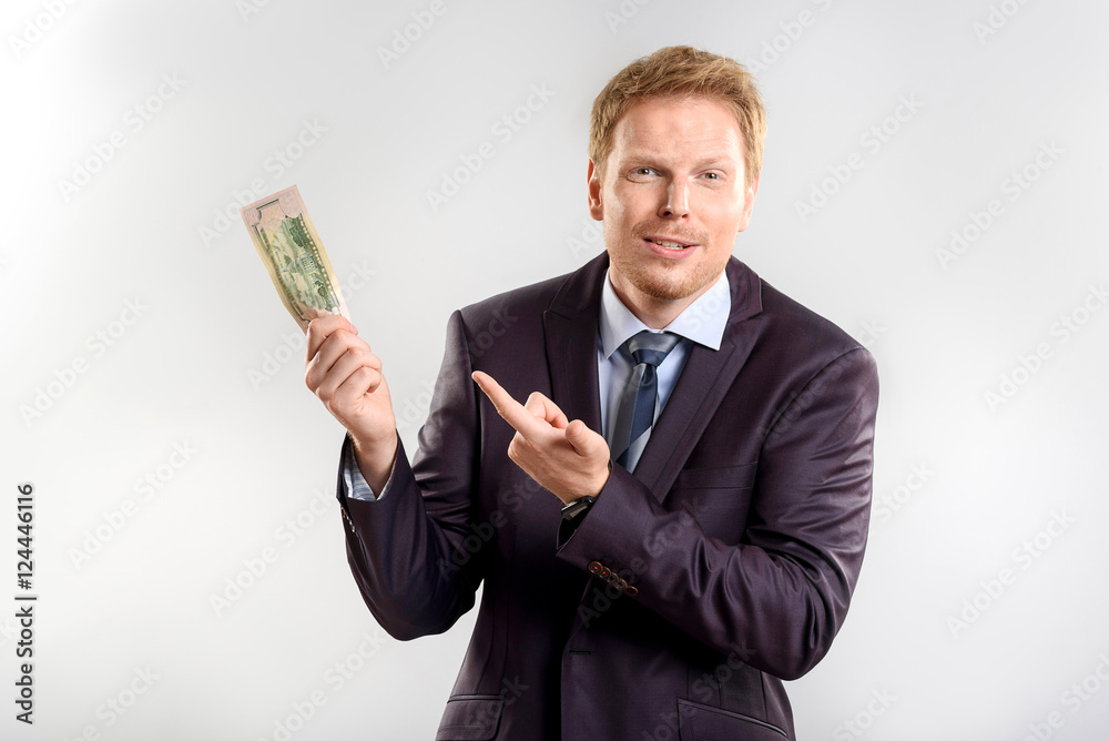 happy business man with money