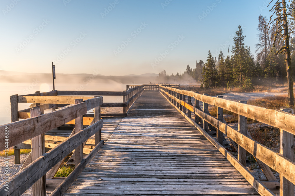 Walkway promenade in moring sunrine Walkway promenade in moring sunrine