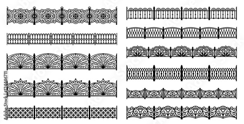 Decorative cast iron fences - seamless borders