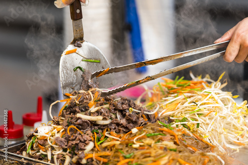 Photography Asian street food - people cooking some food in Seoul - South Korea