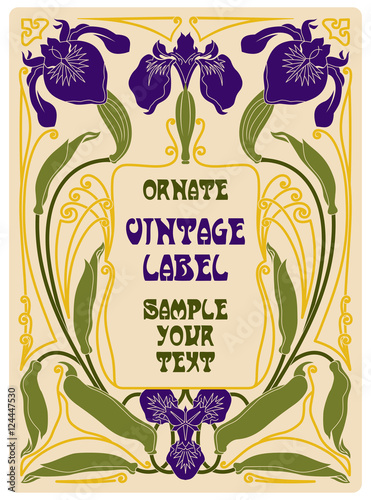 Vector vintage items: label art nouveau