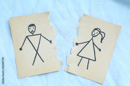 man and woman divorce drawing torn apart