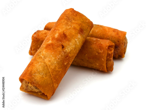 Fried Egg rolls or Spring rolls isolated on white background