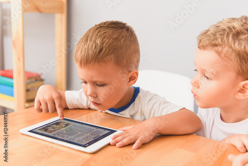 Εκτύπωση καμβά Two liitle boys spending time at home