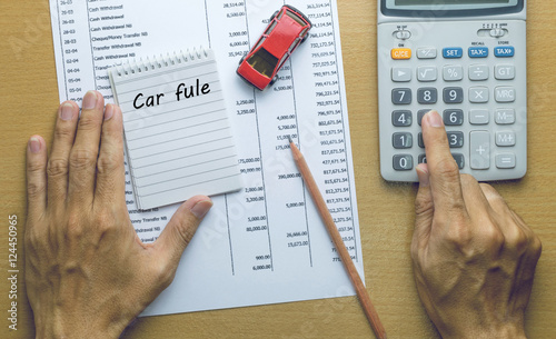 Man Planning Car fule expenses photo