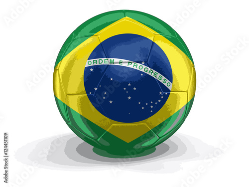 Soccer football with Brazilian flag. Image with clipping path