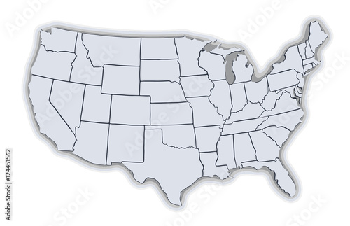 Map of USA. Image with clipping path.