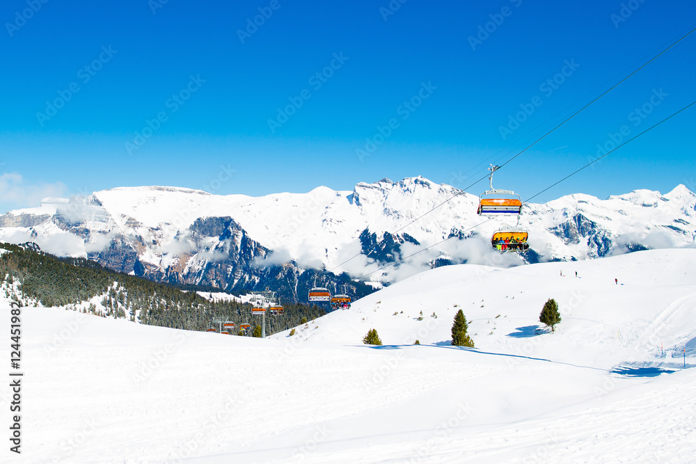 Alpine ski facility in Swiss Alps