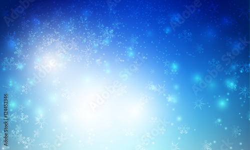 Winter snow fall with bokeh and lighting element abstract backgr © Kaikoro