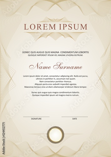 Fototapeta Naklejka Na Ścianę i Meble -  Guilloche frame for certificate, diploma Template Design