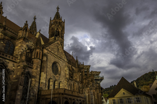 Freiburger Münster an einem bewölkten Herbsttag