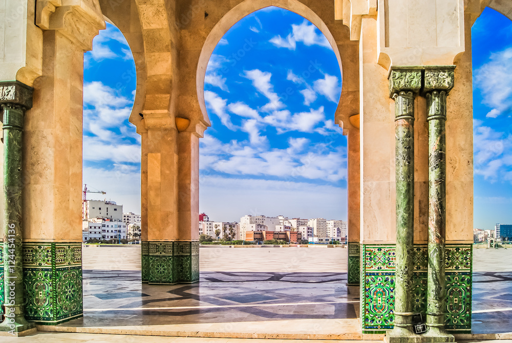 Naklejka premium Maroko Casablanca architektura. / Sceniczny widok w Casablance, Maroko Afryka.