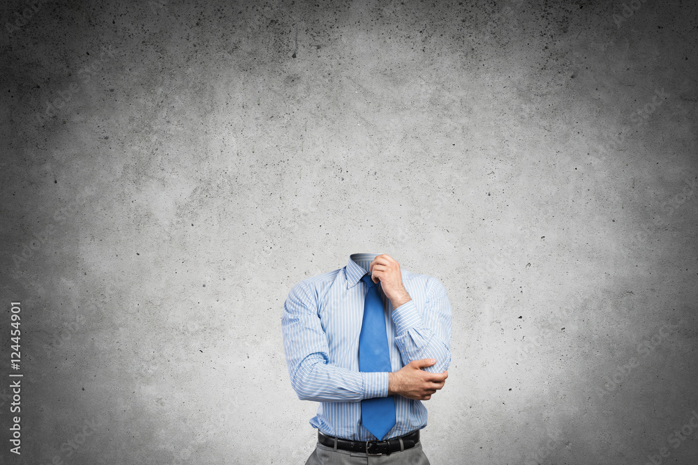 Headless pensive businessman