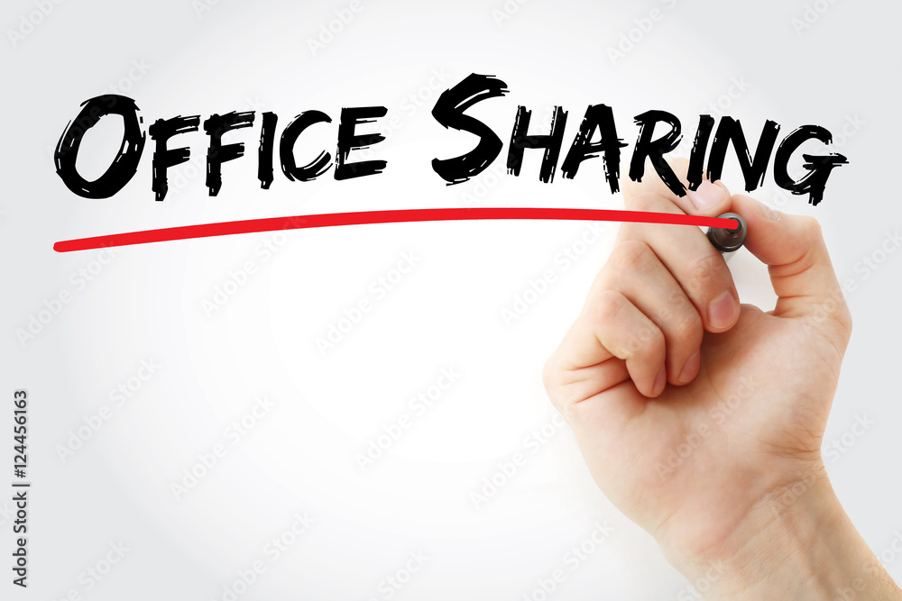 Hand writing Office sharing with marker, concept background Hand writing Office sharing with marker, concept background