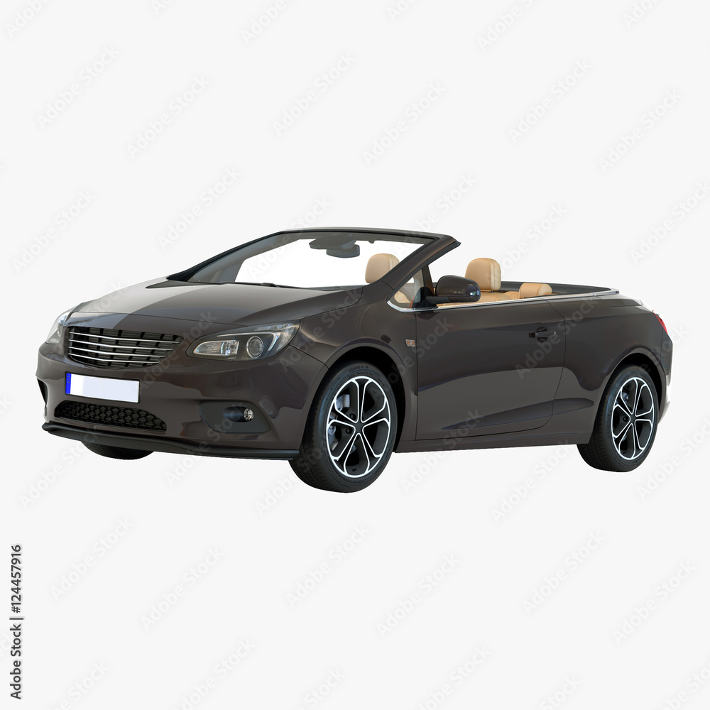 Cabriolet car isolated on a white. 3D illustration