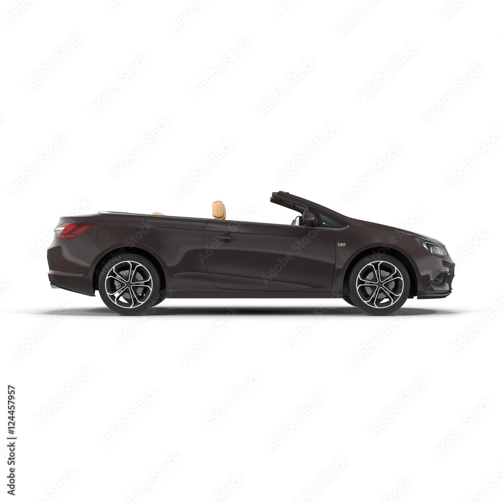Side view of convertible car isolated on a white. 3D illustration