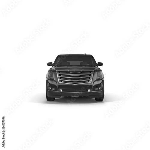 Front view 4x4 suv car isolated on white. 3D illustration