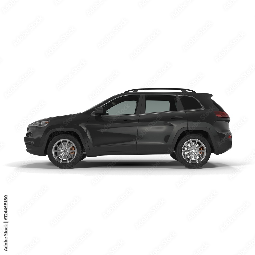 Side view SUV car isolated on a white. 3D illustration
