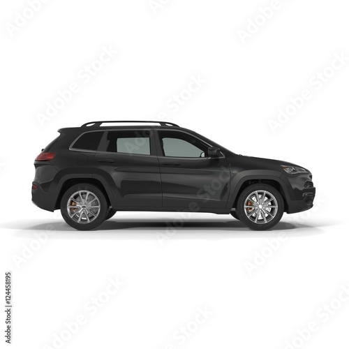 Side view SUV car isolated on a white. 3D illustration