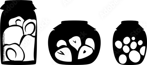 Silhouettes jars of canned fruit