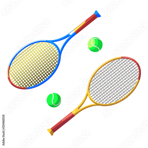  Two tennis racket and ball