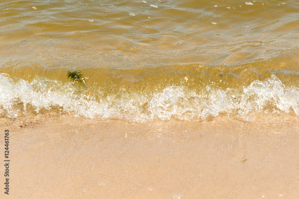 Summer vacation at the beach. Golden sand. Tidal bore. Summer vacation at the beach. Golden sand. Tidal bore.